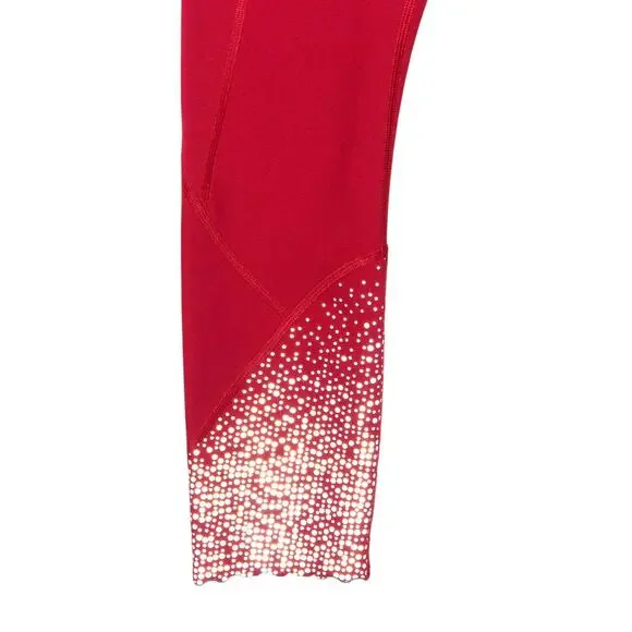 Lululemon Tight Stuff Tight Red and Silver Reflective Print Size 10